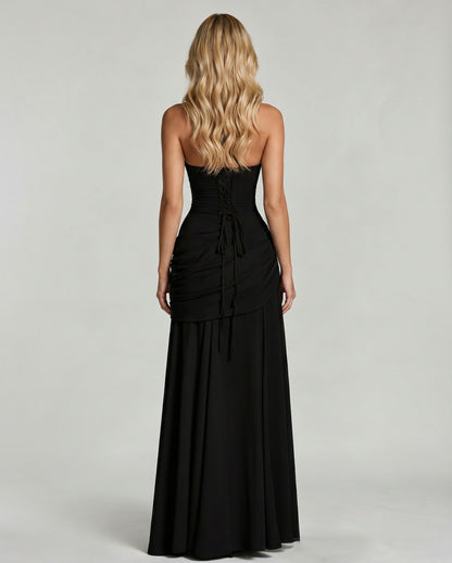 Sweetheart Ruched Drop Waist Maxi Dress