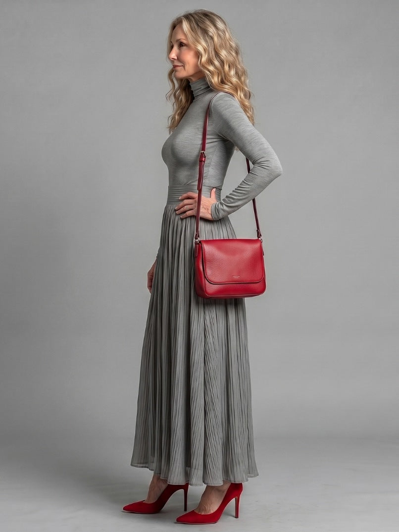 Turtleneck Sweater and Pleated Maxi Skirt Set