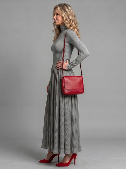 Turtleneck Sweater and Pleated Maxi Skirt Set