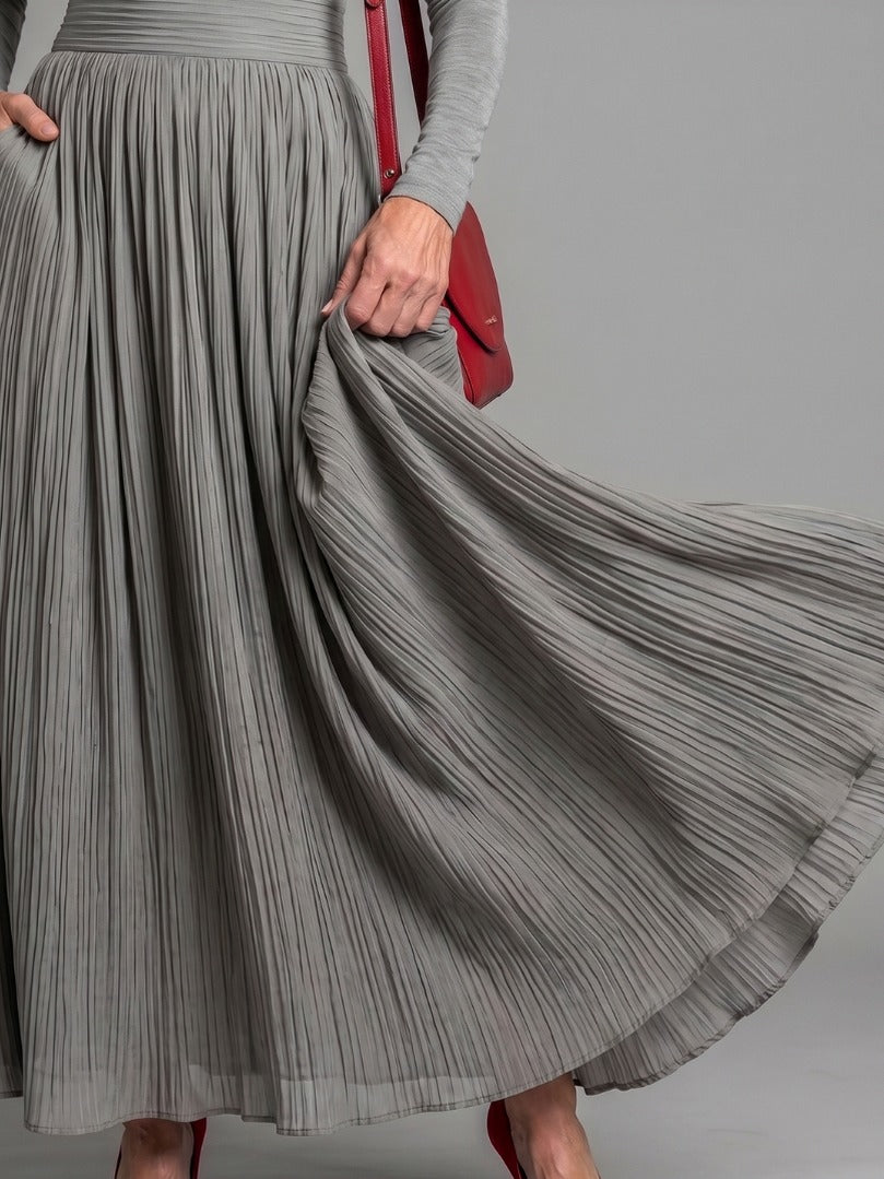 Turtleneck Sweater and Pleated Maxi Skirt Set