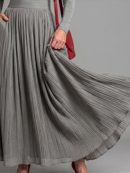 Turtleneck Sweater and Pleated Maxi Skirt Set