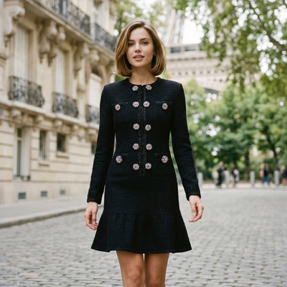 Tweed Drop Waist Mini Dress