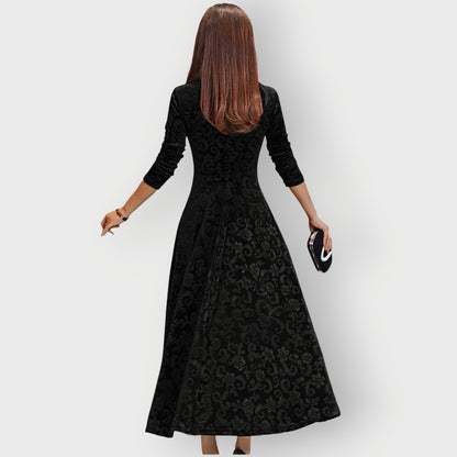 Velvet 3/4 Sleeve Midi Dress