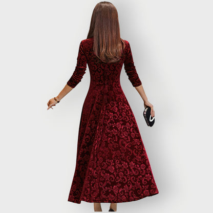 Velvet 3/4 Sleeve Midi Dress