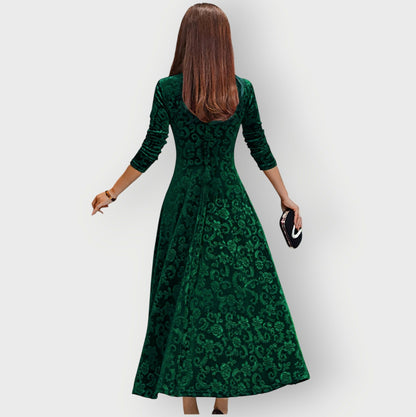 Velvet 3/4 Sleeve Midi Dress
