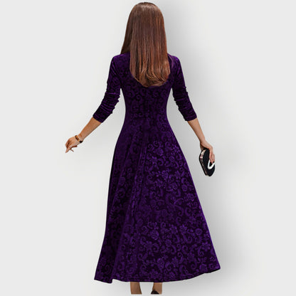 Velvet 3/4 Sleeve Midi Dress