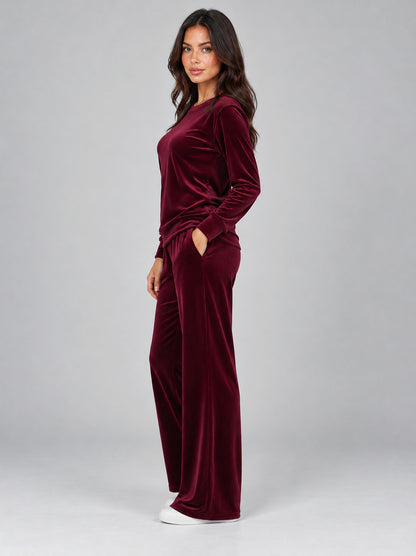 Velvet Long Sleeve Two Piece Set