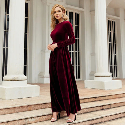 Velvet Tie Waist Maxi Dress