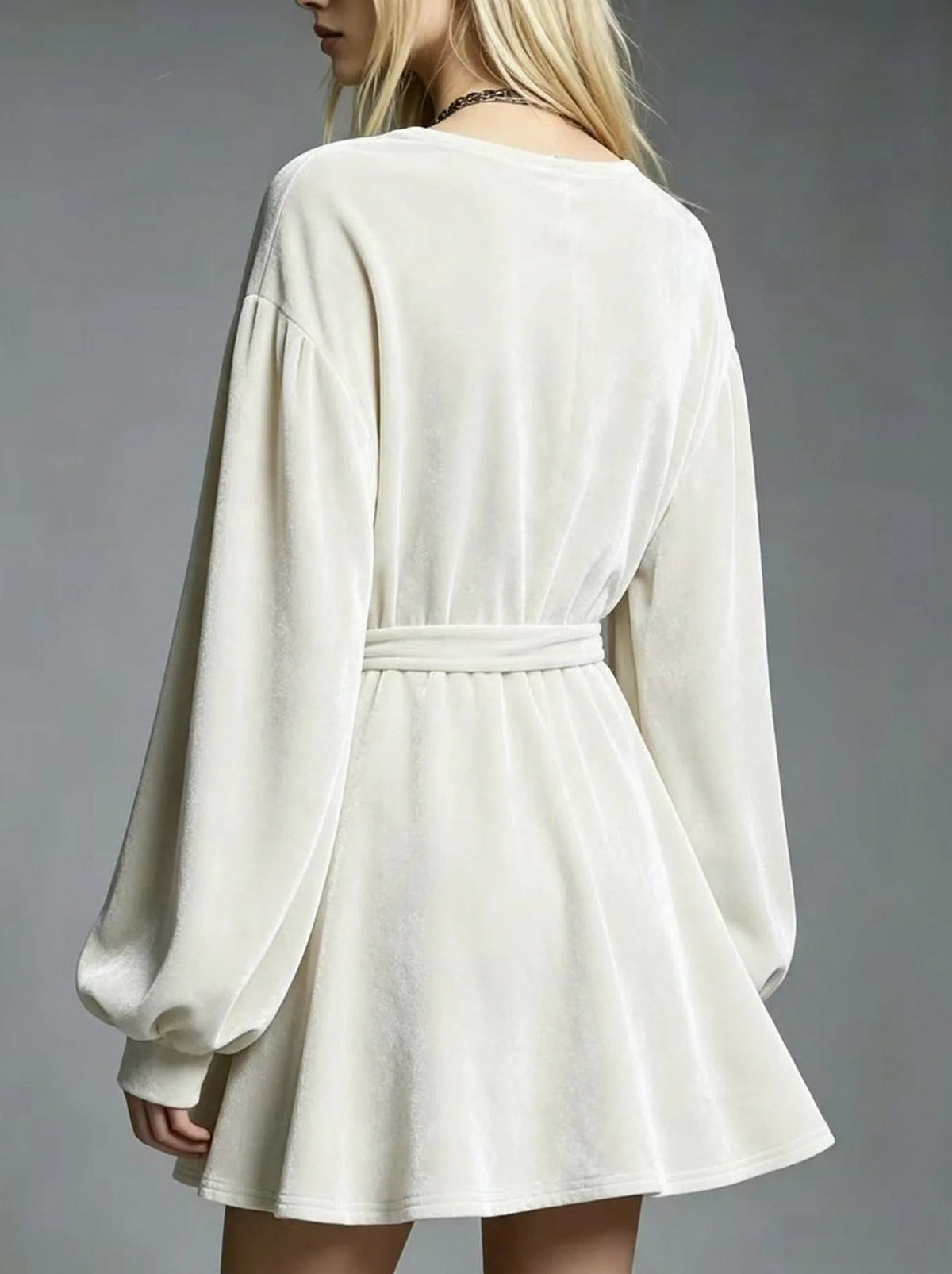 Velvet Tie Waist Mini Dress