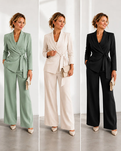 Wrap Tie Waist Two Piece Set